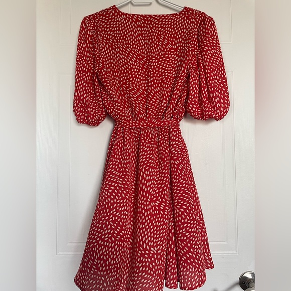 Flare Mini Dress | Knee-High dress | Medium | White & Orange - Picture 2 of 5